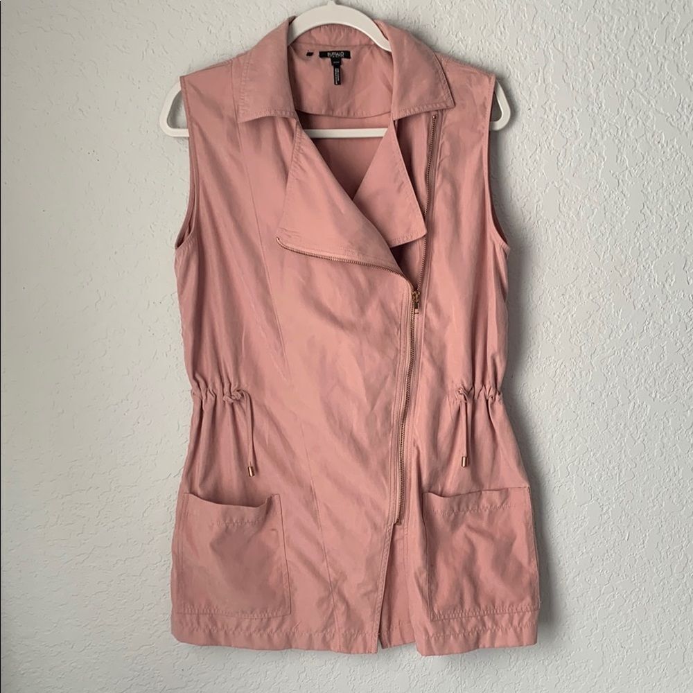 Buffalo Neville by David Bitton Women's Dusty Pink Vest Pockets Zip Size M